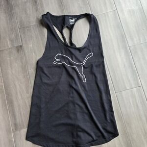 Womans Black Puma Athletic Workout Racerback Tank Top, Size M Length 25.5in.